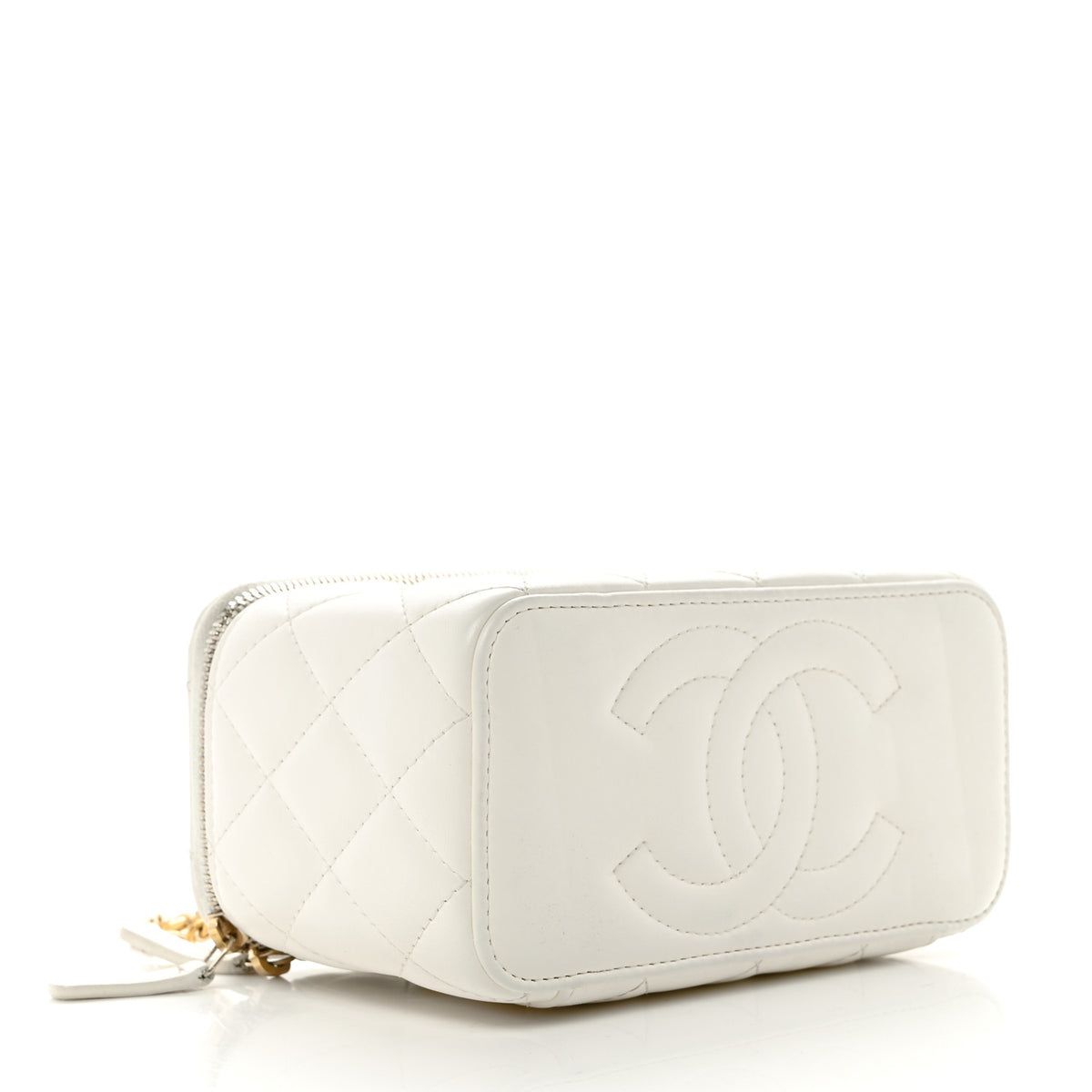 Chanel Lambskin Quilted Pearl Crush Small Vanity Case With Chain White 4 of 10