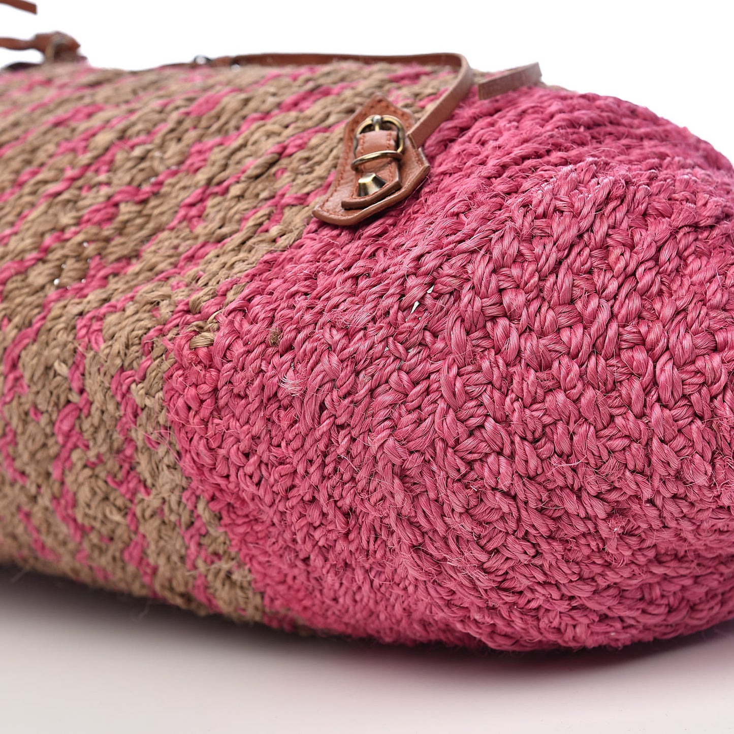 Raffia Panier Two-Toned Raffia Tote Pink Natural