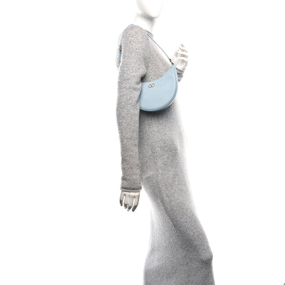 Valentino Garavani Grainy Calfskin Mini Vlogo Signature Hobo Bag Light Blue 2 of 9