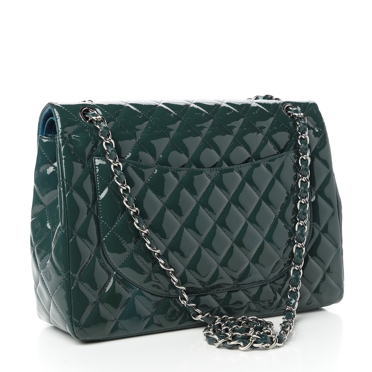 Chanel Patent Maxi Double Flap Turquoise 4 of 12