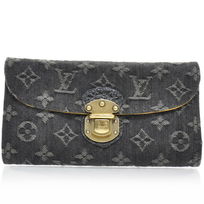 Louis Vuitton Denim Amelia Wallet Black 1 of 7