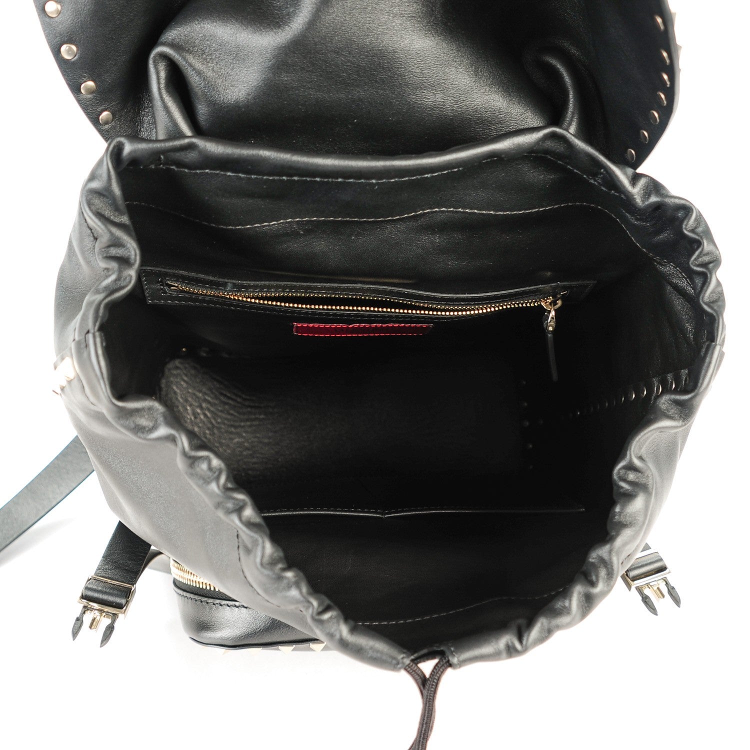 Valentino Garavani Smooth Calfskin Rockstud Double Buckle Backpack Black 5 of 7