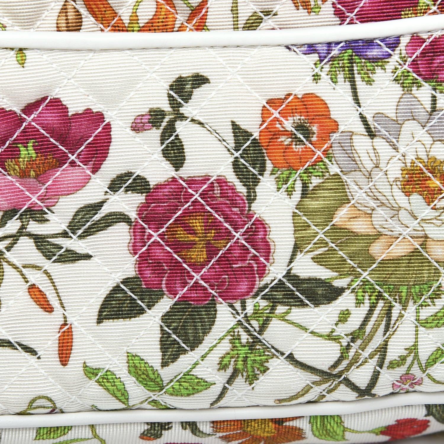 Gucci Canvas Flora Floral Trapuntata Small Zumi Dome Shoulder Bag White 9 of 10