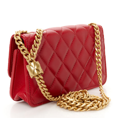 Chanel Lambskin Quilted Pillow Crush Flap Phone Holder With Chain Red 3 of 11