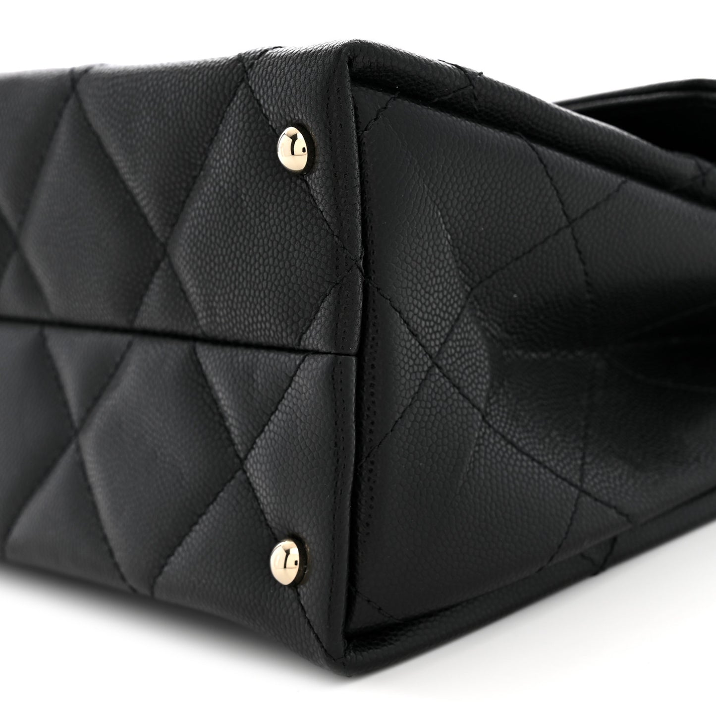 Caviar Quilted Retro Mini Twist Top Handle Clutch Flap Black