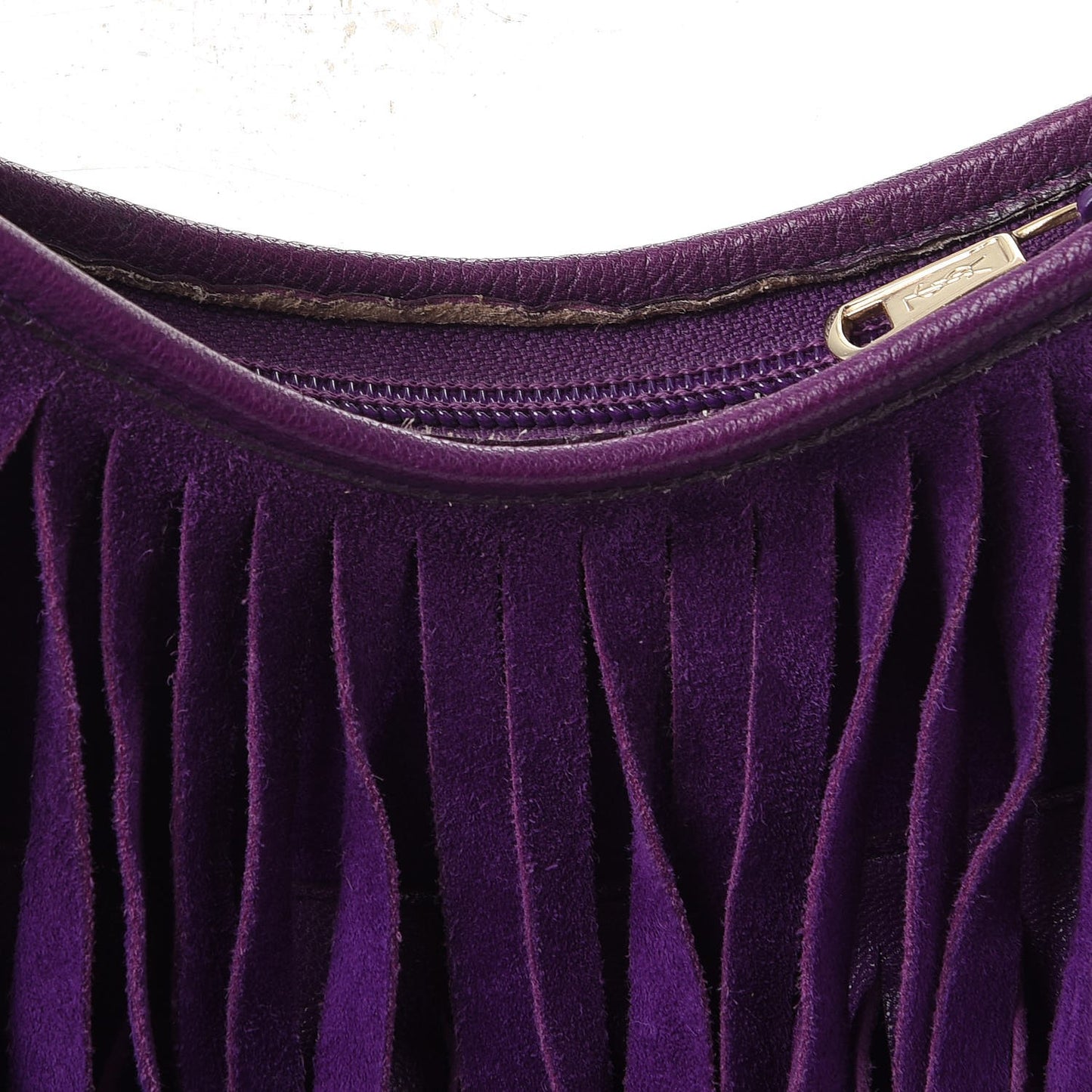 Suede Petite Sac Fringe Hobo Purple