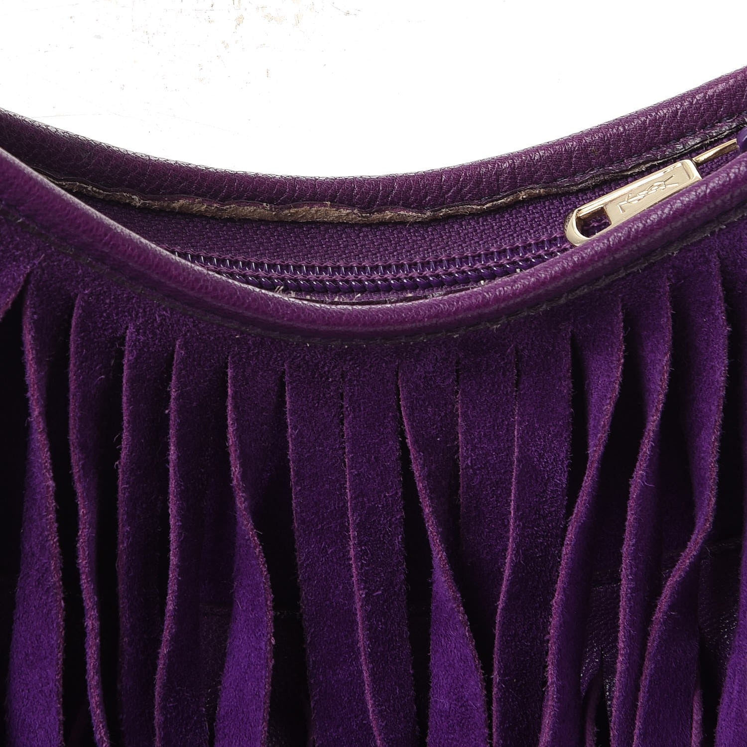 Saint Laurent Suede Petite Sac Fringe Hobo Purple 9 of 12