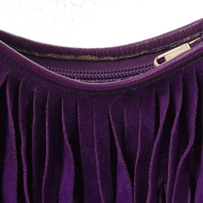 Saint Laurent Suede Petite Sac Fringe Hobo Purple 9 of 12