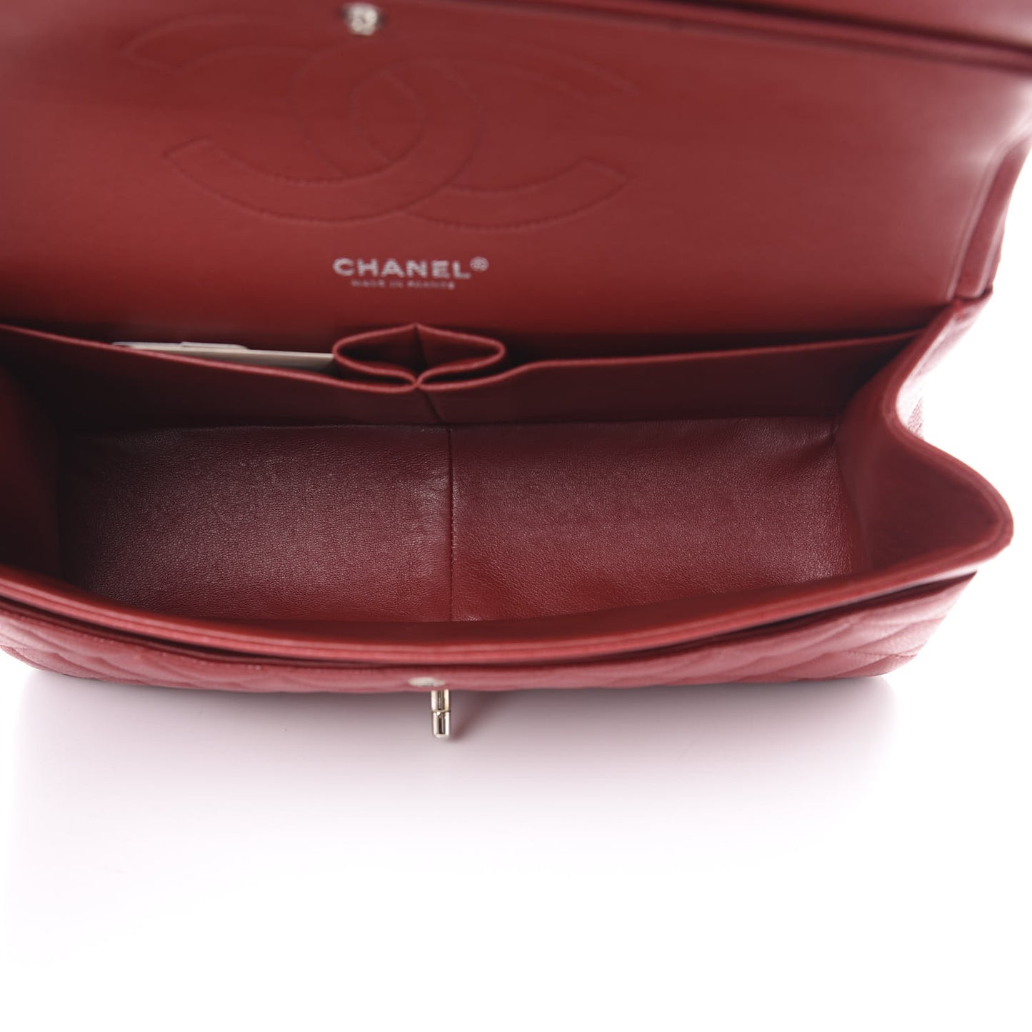 Caviar Quilted Jumbo Double Flap Red