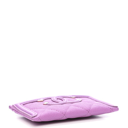 Chanel Caviar Quilted Filigree Card Holder Purple 4 of 9