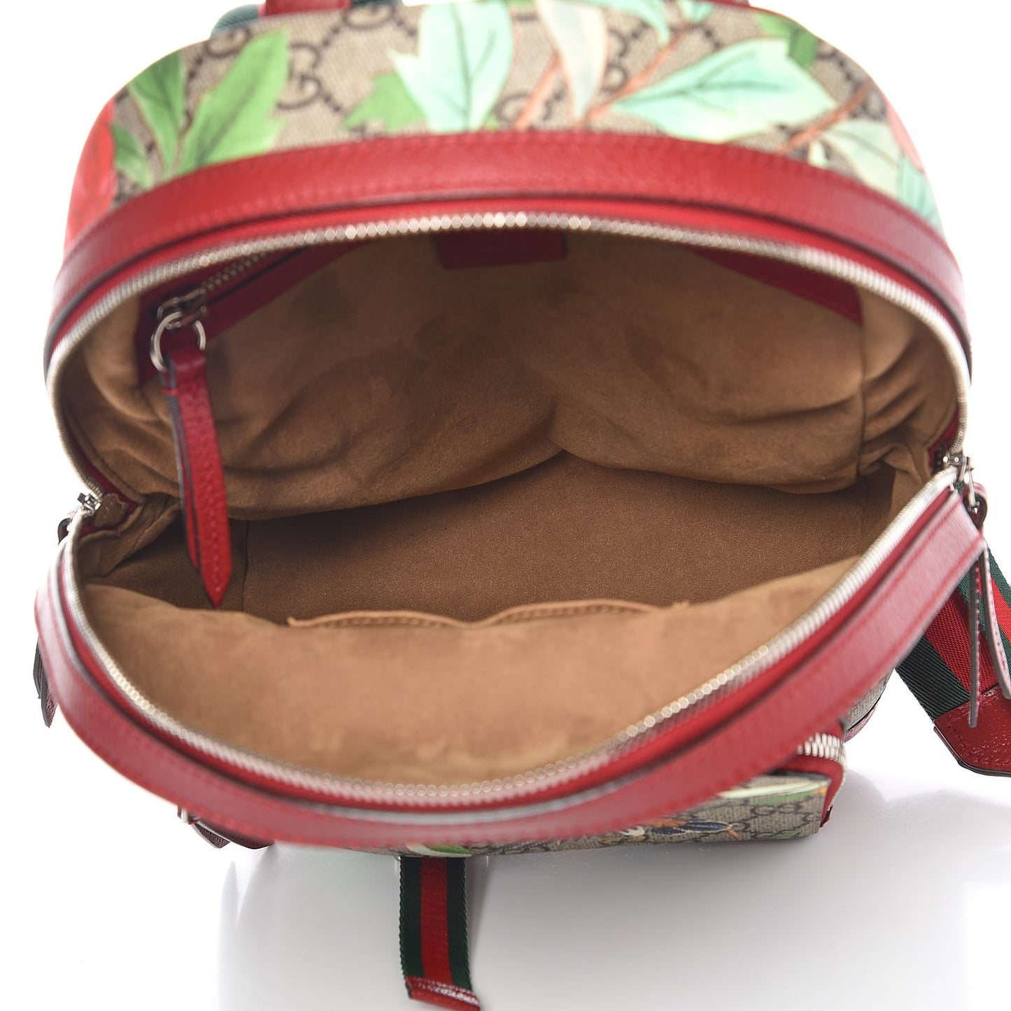 GG Supreme Monogram Tian Web Small Day Backpack Beige Multicolor Red