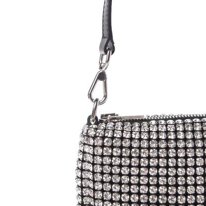 Alexander Wang Mesh Crystal Rhinestone Mini Heiress Pouch Black Silver 8 of 9