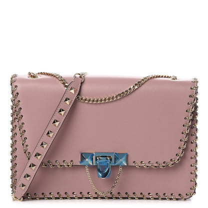Valentino Garavani Vitello Groumette Small Rockstud Demilune Shoulder Bag Lipstick 1 of 7