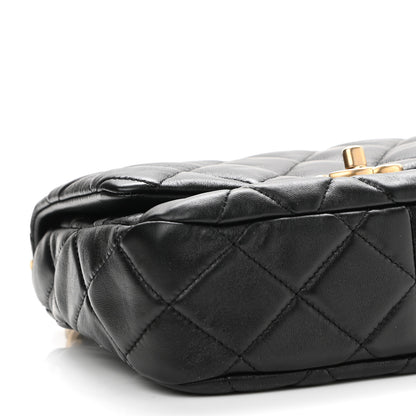 Chanel Lambskin Quilted Small Lacquered Chain Flap Black 9 of 11