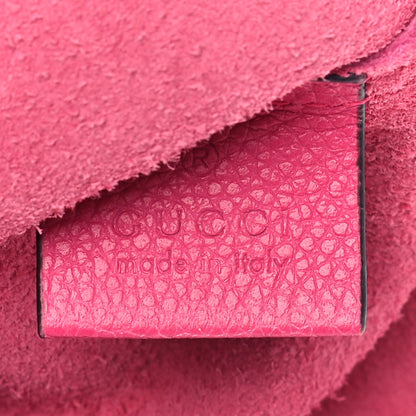 Gucci Pebbled Calfskin Medium Logo Portfolio Clutch Box Pink Green 6 of 12