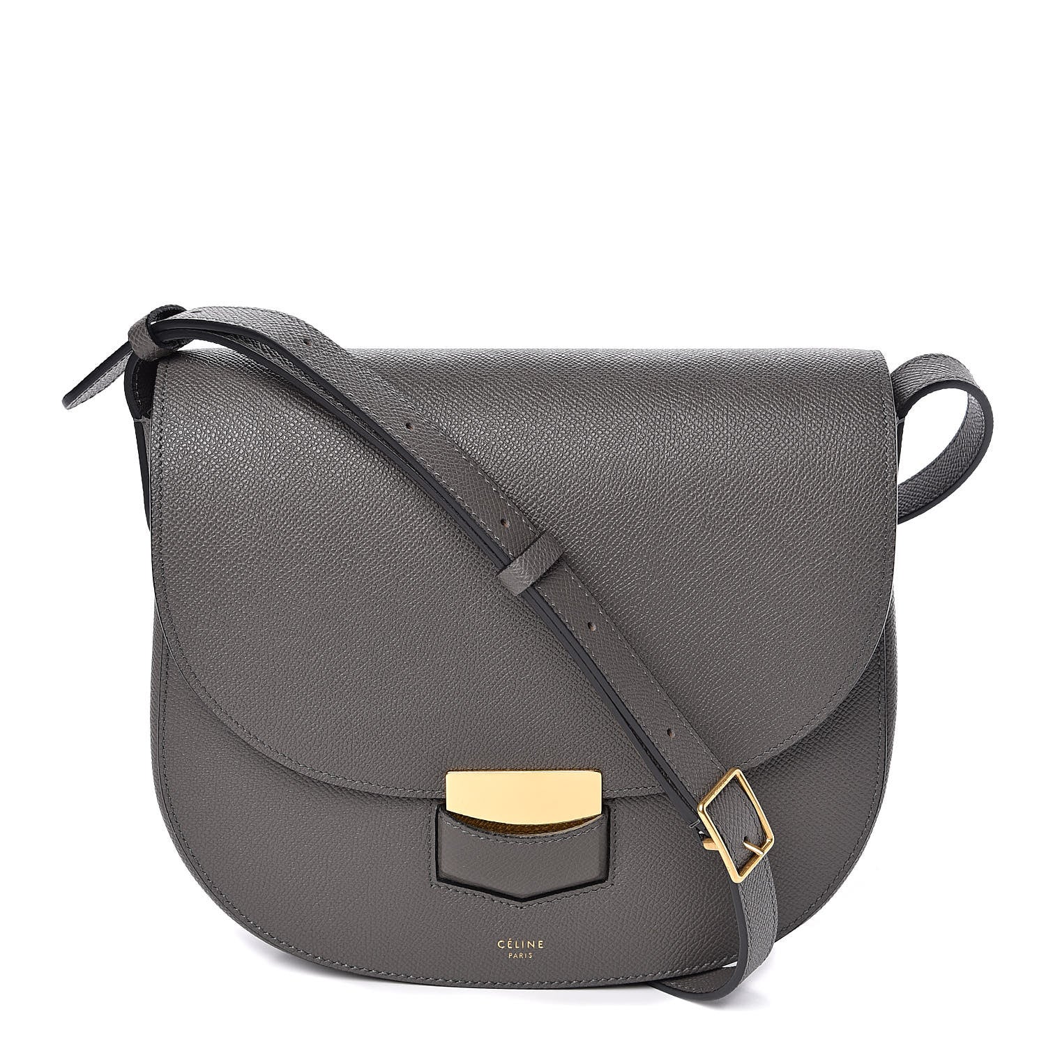 Celine Grained Calfskin Compact Trotteur Stone 1 of 10