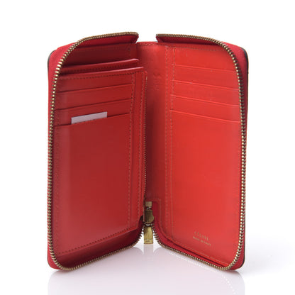 Celine Drummed Calfskin Zip Around Multifunction Wallet Coquelicot 4 of 7