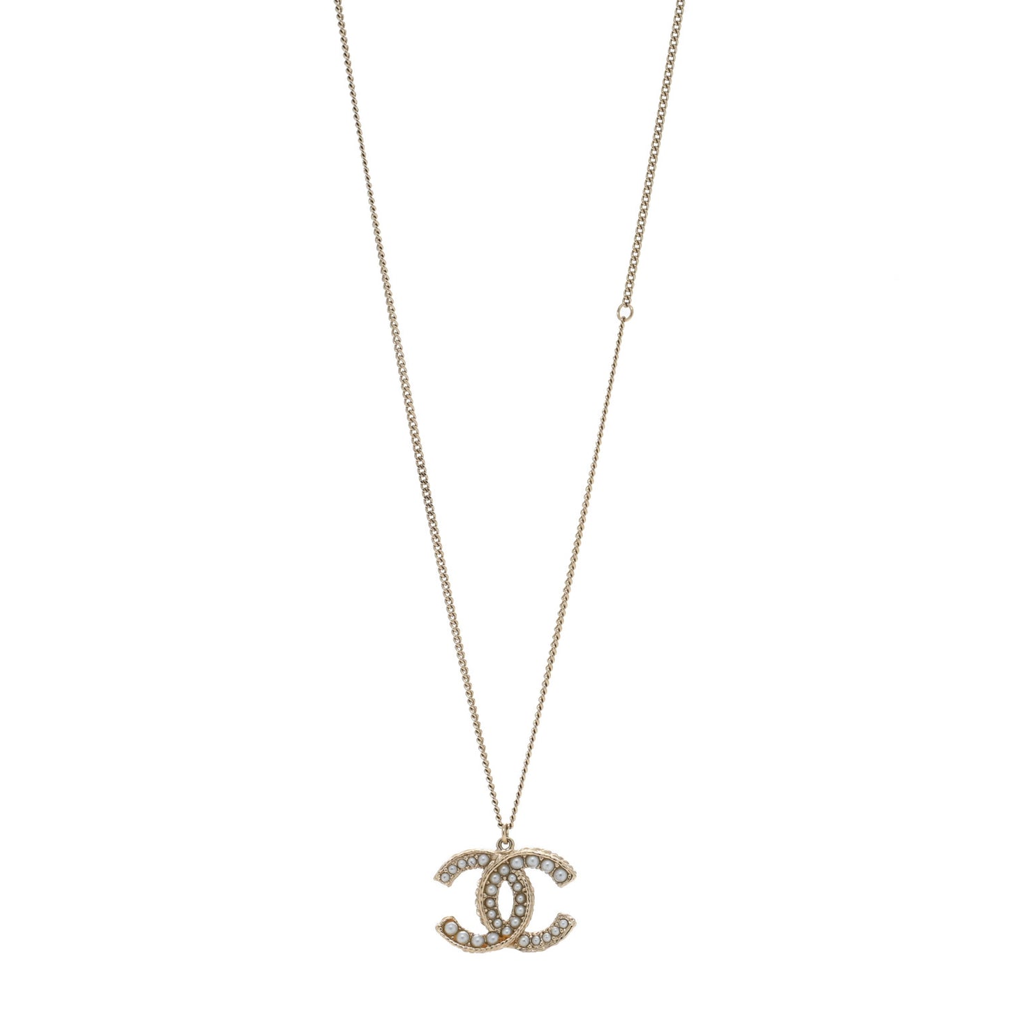 Pearl CC Pendant Necklace Gold