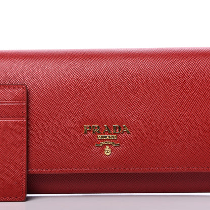 Prada Saffiano Triangle Continental Flap Wallet Fuoco 10 of 10