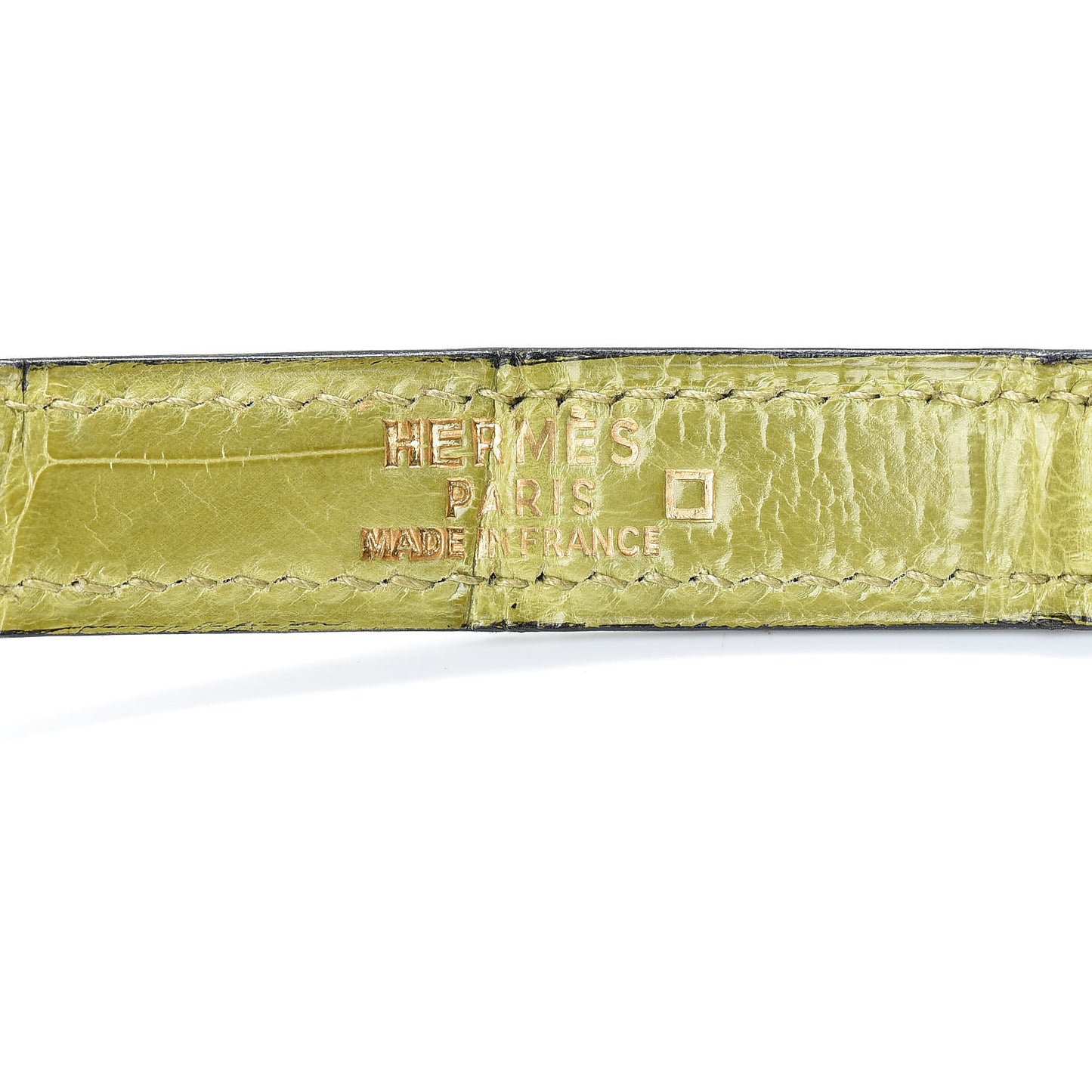 Shiny Alligator Kelly Sellier 32 Vert Chartreuse