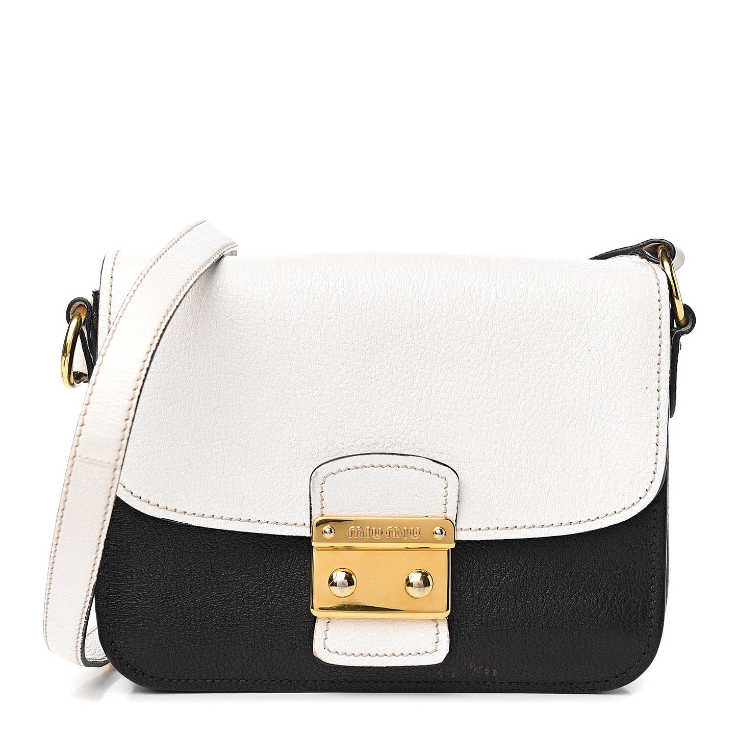 Goatskin Madras Shoulder Bag Black White
