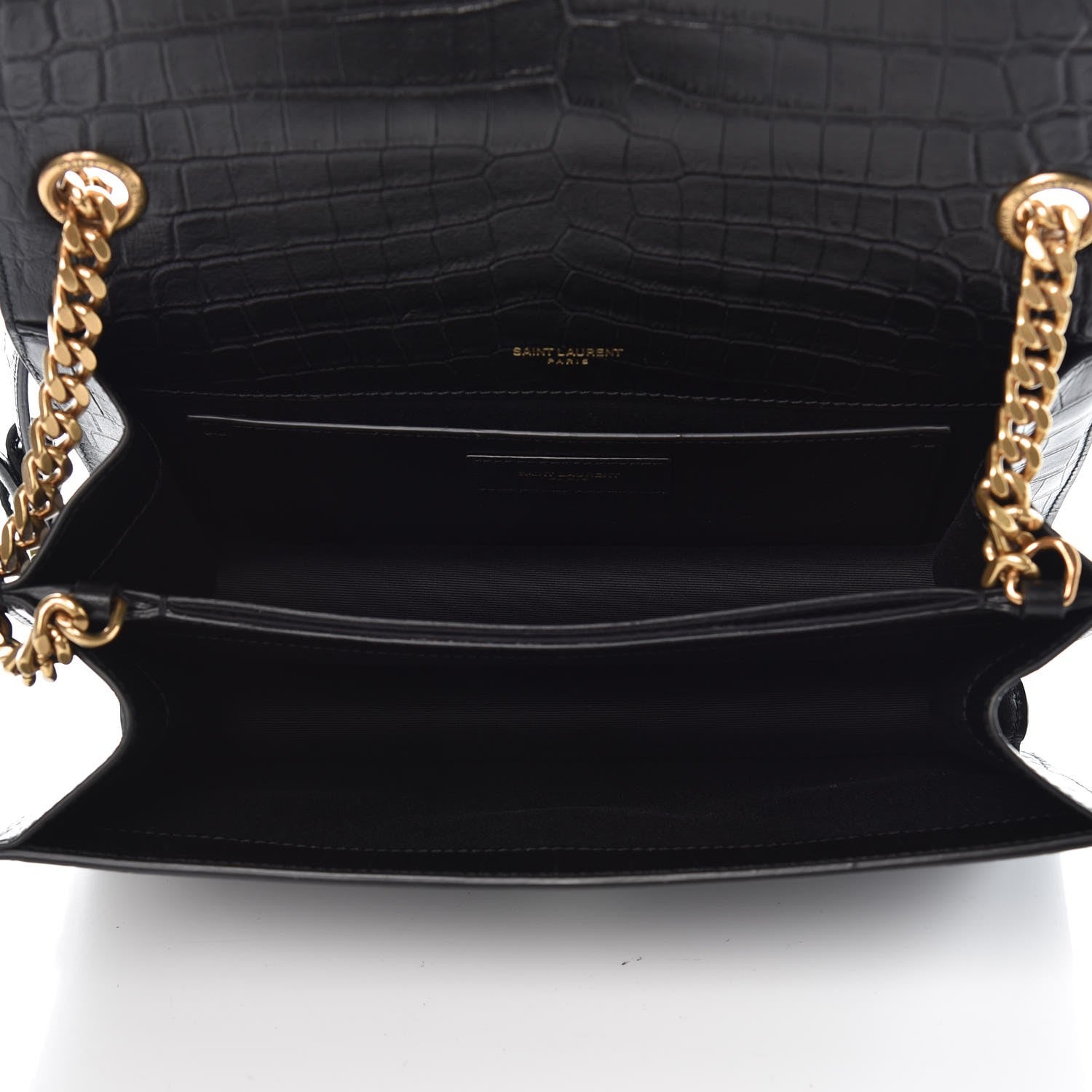 Saint Laurent Calfskin Crocodile Embossed Monogram Medium Sunset Black 5 of 8