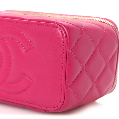 Chanel Lambskin Quilted Small Pearl Crush Vanity Case With Chain Fuchsia 10 of 11