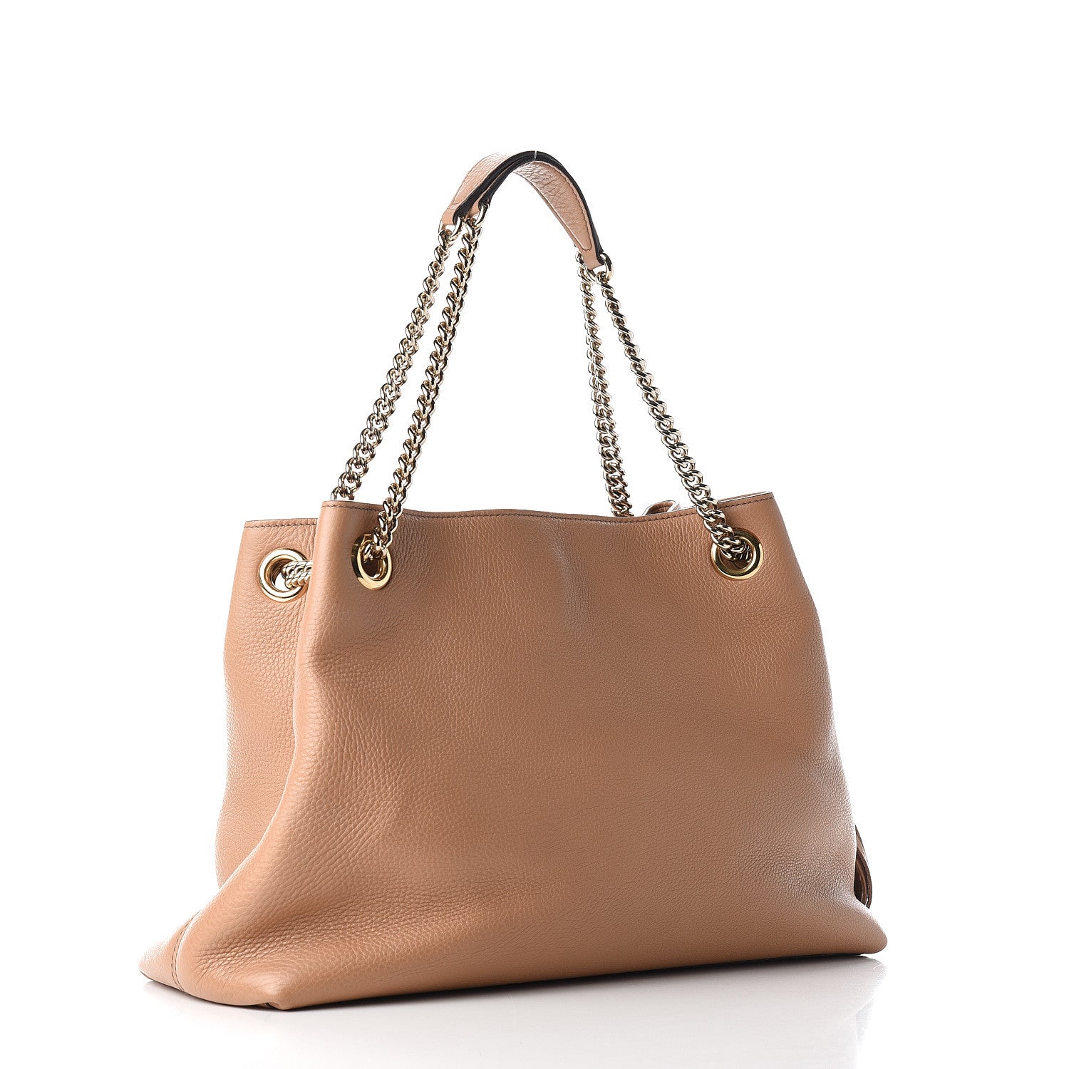 Gucci Pebbled Calfskin Medium Soho Chain Shoulder Bag Rose Beige 2 of 9