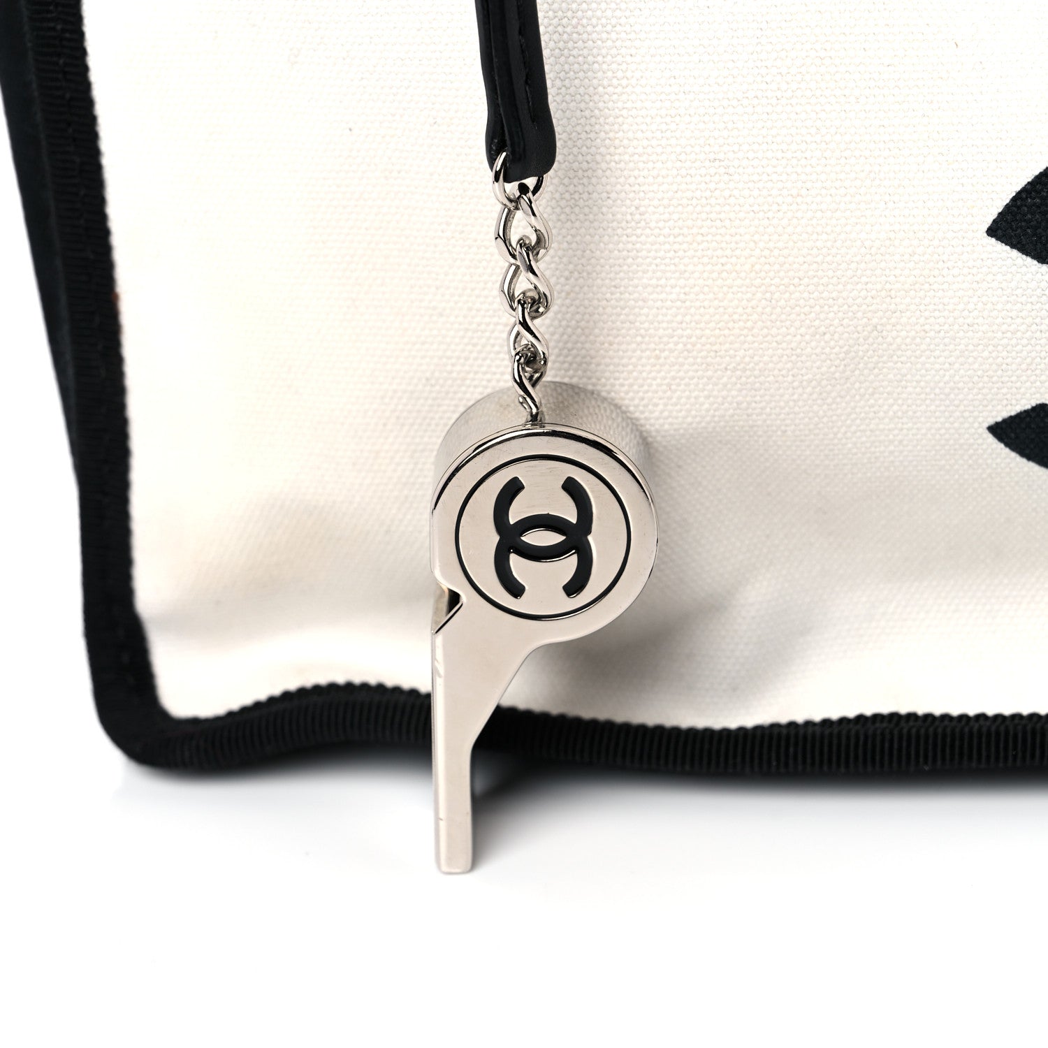Chanel Canvas Calfskin Let's Demonstrate Small Tote White Black 20 of 20