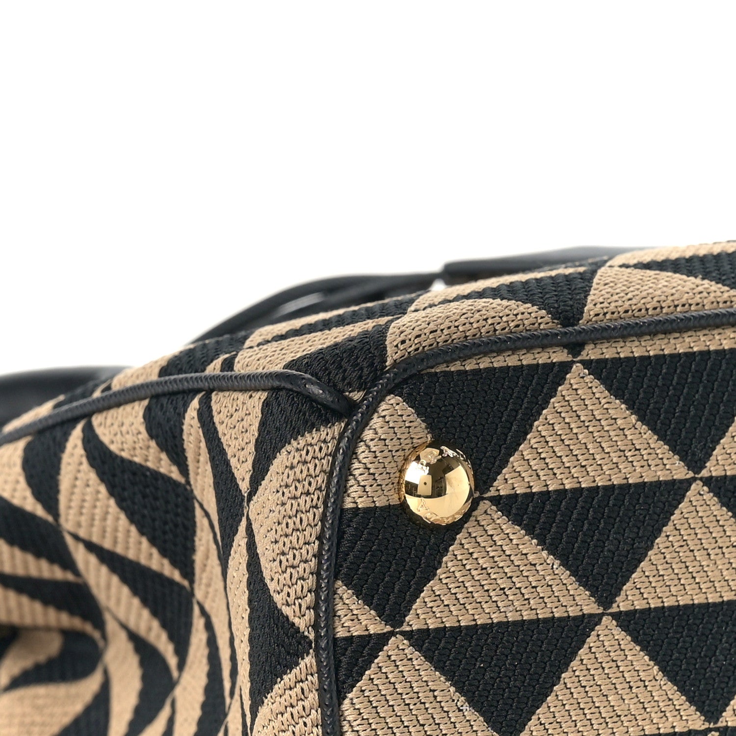 Prada Jacquard Saffiano Triangolo Symbole Embroidered Small Galleria Double Zip Tote Black Corda 6 of 7