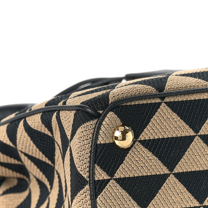 Prada Jacquard Saffiano Triangolo Symbole Embroidered Small Galleria Double Zip Tote Black Corda 6 of 7