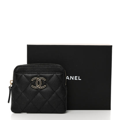 Chanel Caviar Quilted Crystal Zip Card Holder Wallet Black 8 of 8