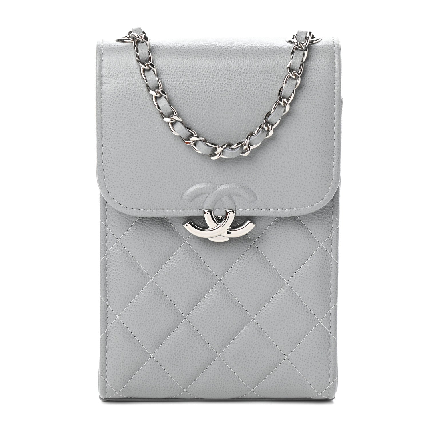 Chanel Grained Calfskin Quilted CC Box Clutch With Chain Grey 1 of 10