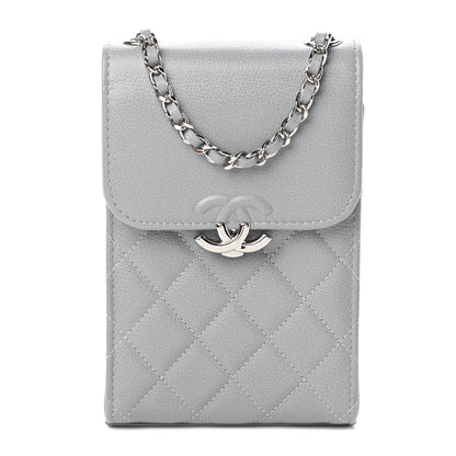 Chanel Grained Calfskin Quilted CC Box Clutch With Chain Grey 1 of 10