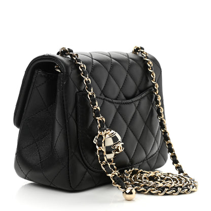Chanel Lambskin Quilted Enamel Mini Pearl Crush Flap Black 3 of 11