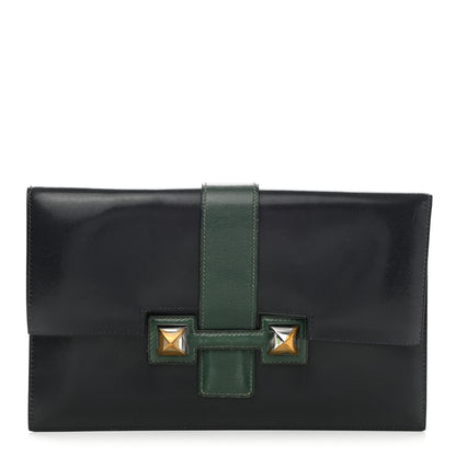 Hermes Box Medor Clutch 23 Bleu Indigo Vert Bengale 1 of 10