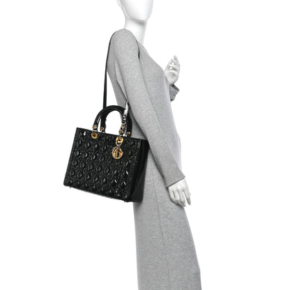 Christian Dior Patent Cannage Large Lady Dior Black 2 of 10
