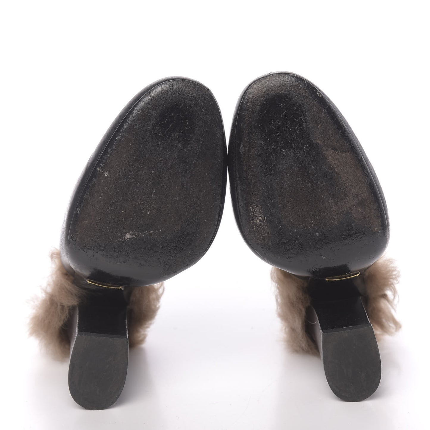 Malaga Kid Fur Princetown High Heel Mules 37 Black Naturale