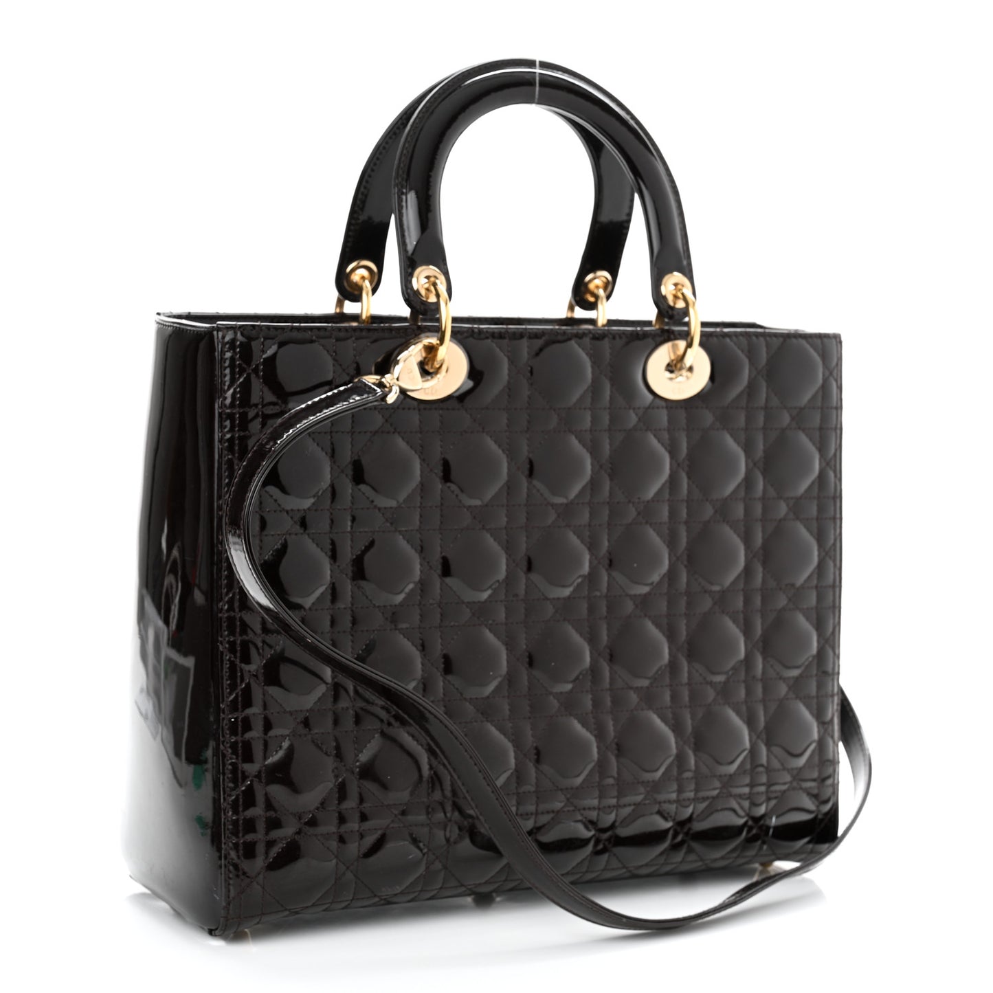 Patent Cannage Large Lady Dior Burgundy