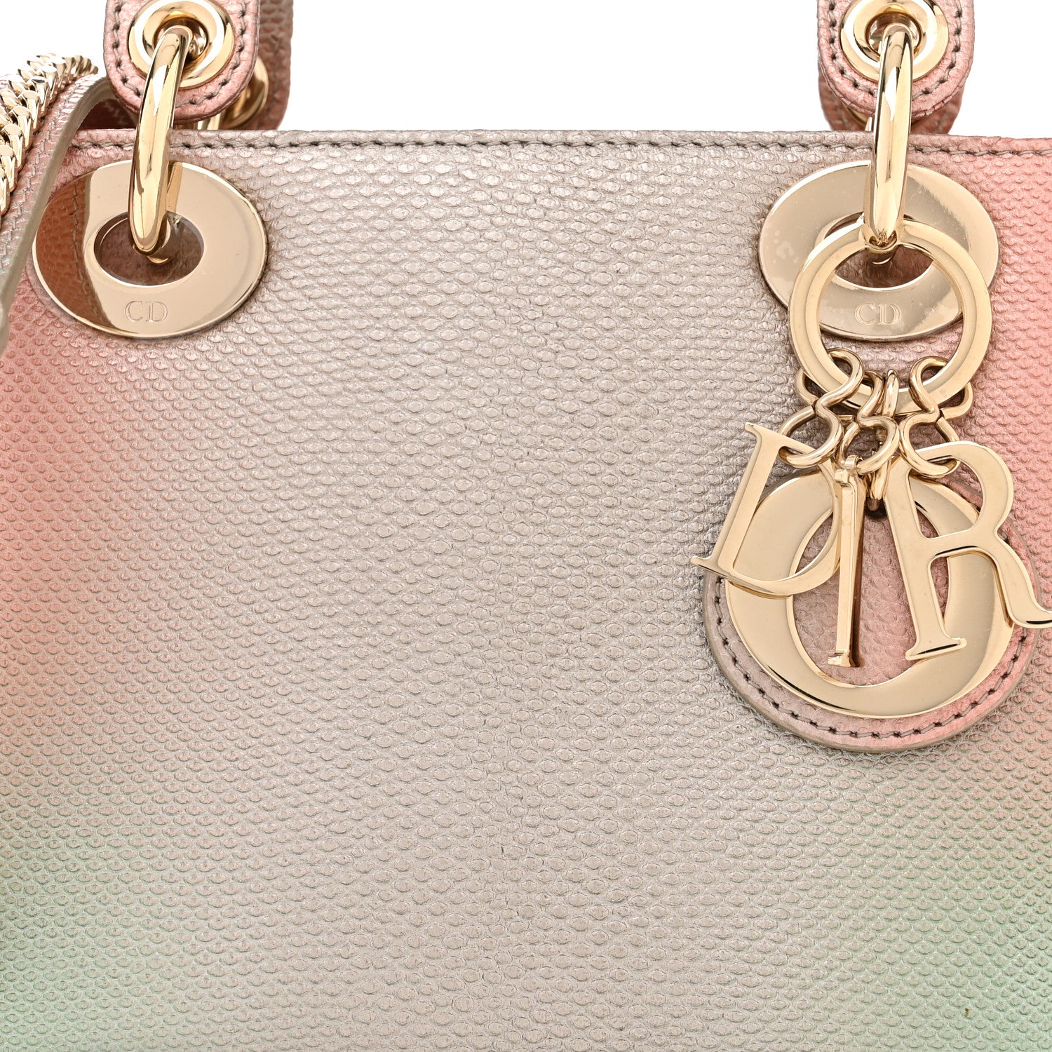 Christian Dior Karung Gradient Mini Lady Dior Pink Green 8 of 11