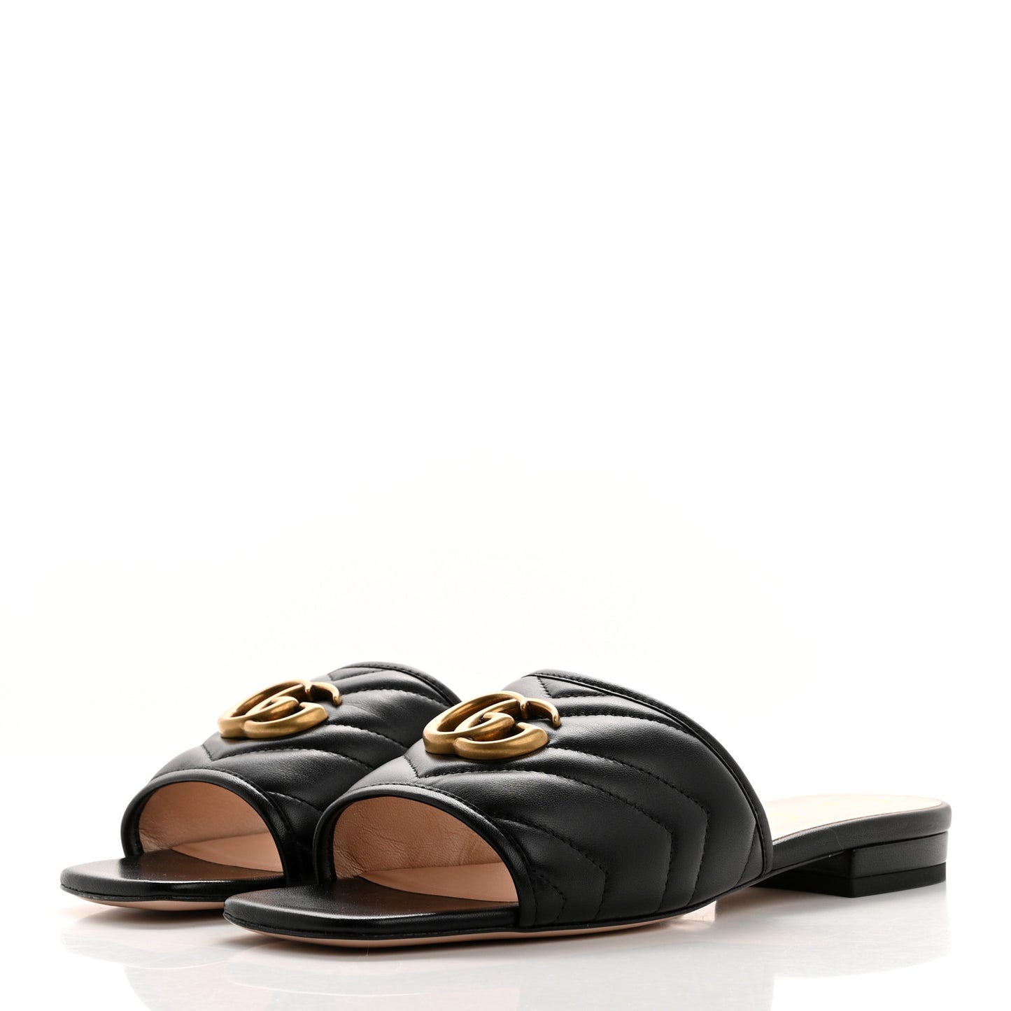 Nappa Matelasse GG Marmont Flat Slide Sandals 36.5 Black