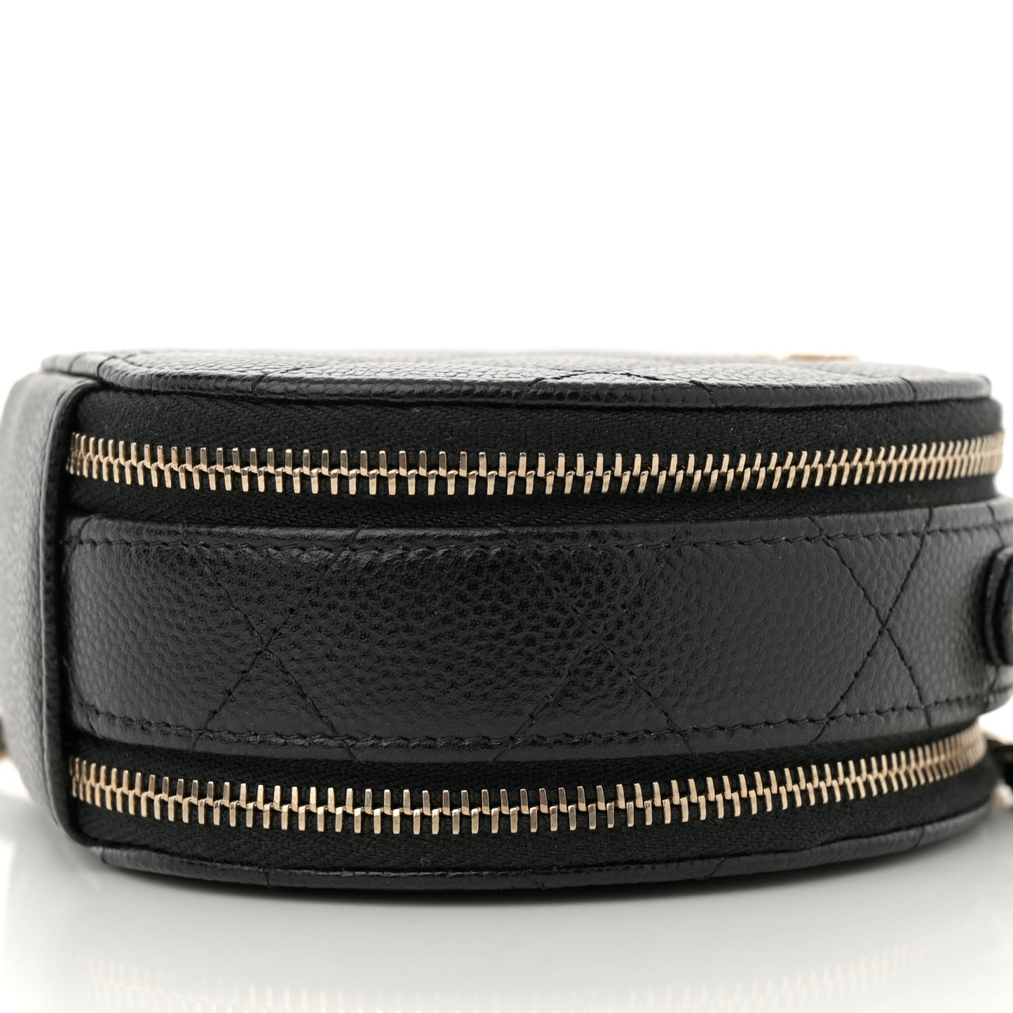 Caviar Quilted Round Handle With Care Vanity With Chain Black