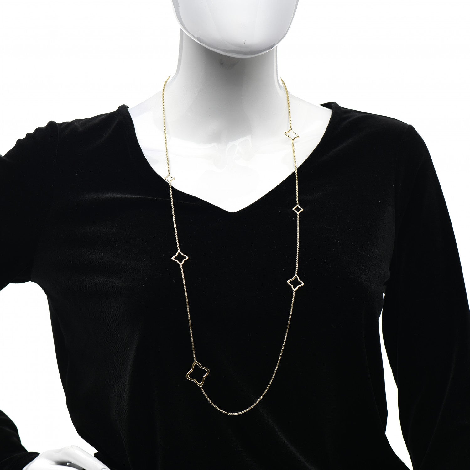 David Yurman 18K Yellow Gold Quatrefoil Station Necklace 2 of 4