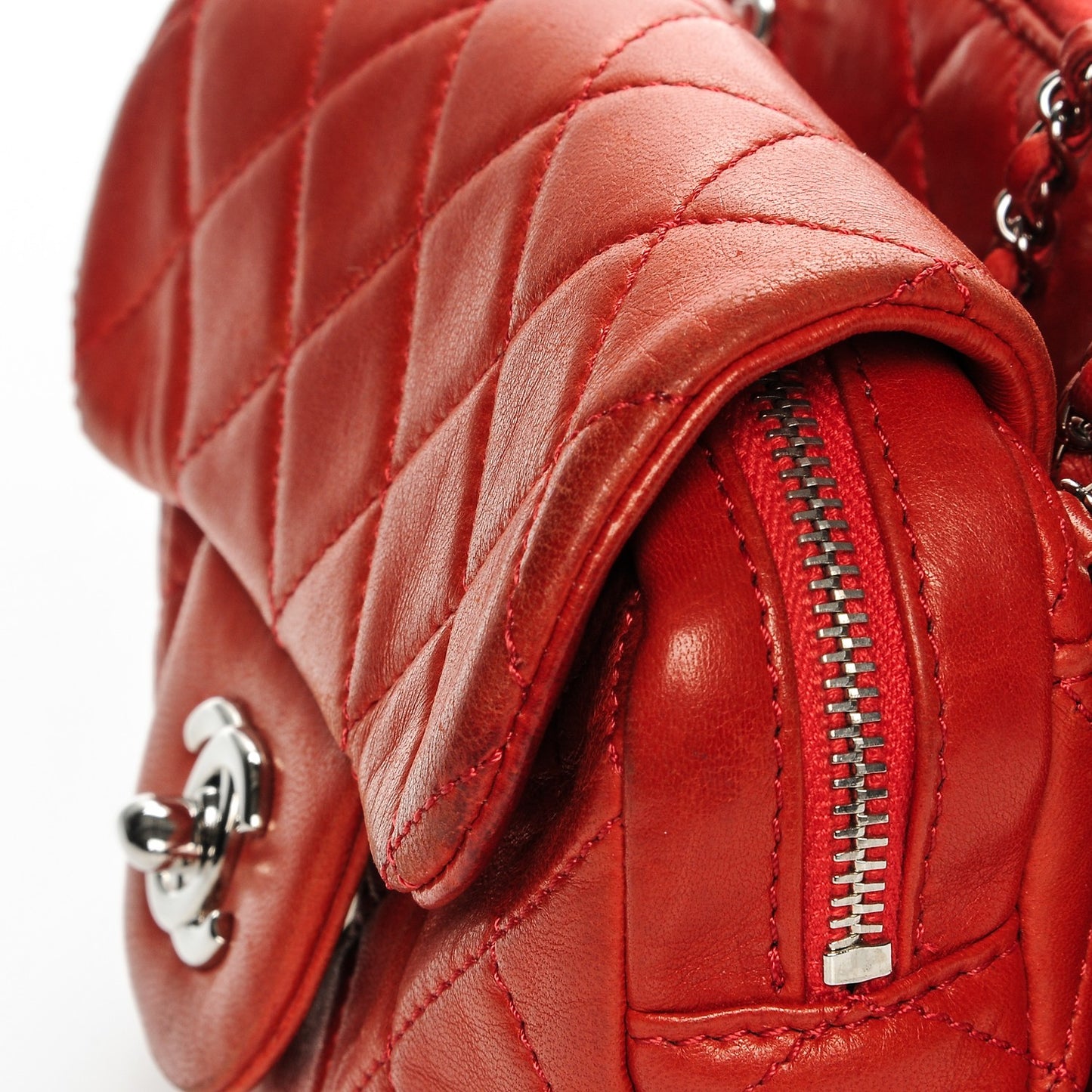Lambskin Quilted New Mini Flap Red
