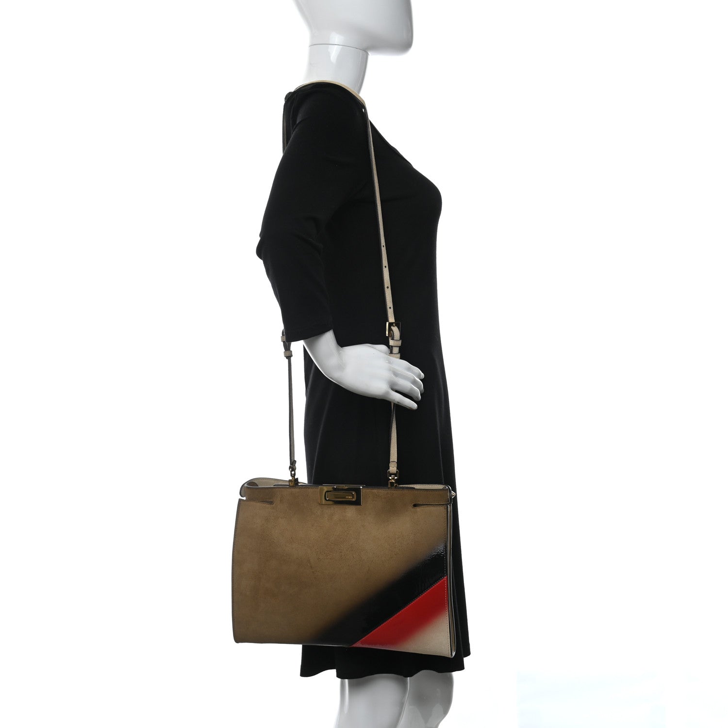 Fendi Suede Patent Gradient Marquetry Iconic Clutch Multicolor 2 of 11