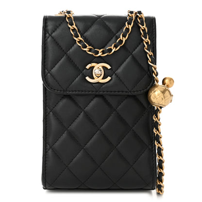 Chanel Lambskin Quilted Vertical Pearl Crush Flap With Chain Black 1 of 11