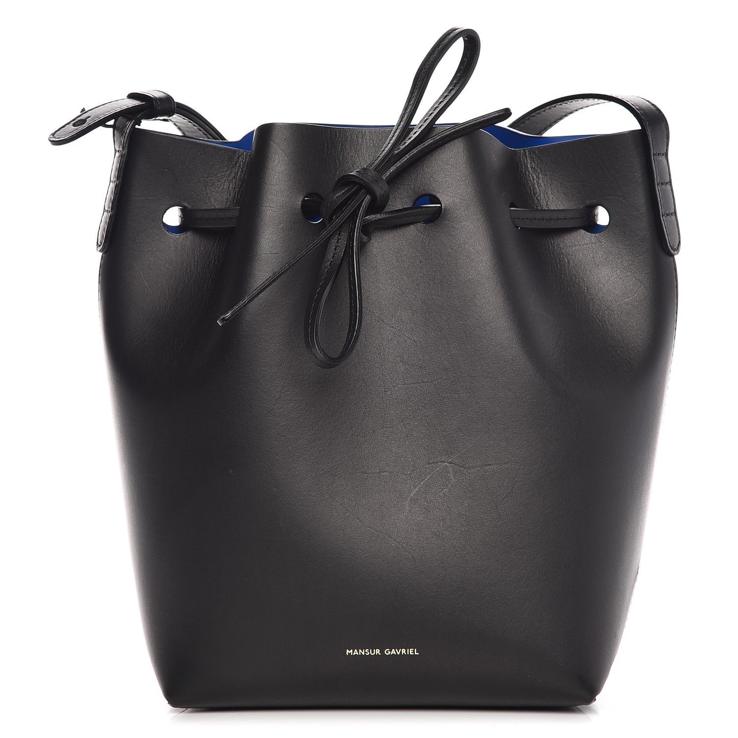 Calfskin Mini Bucket Bag Black Blu