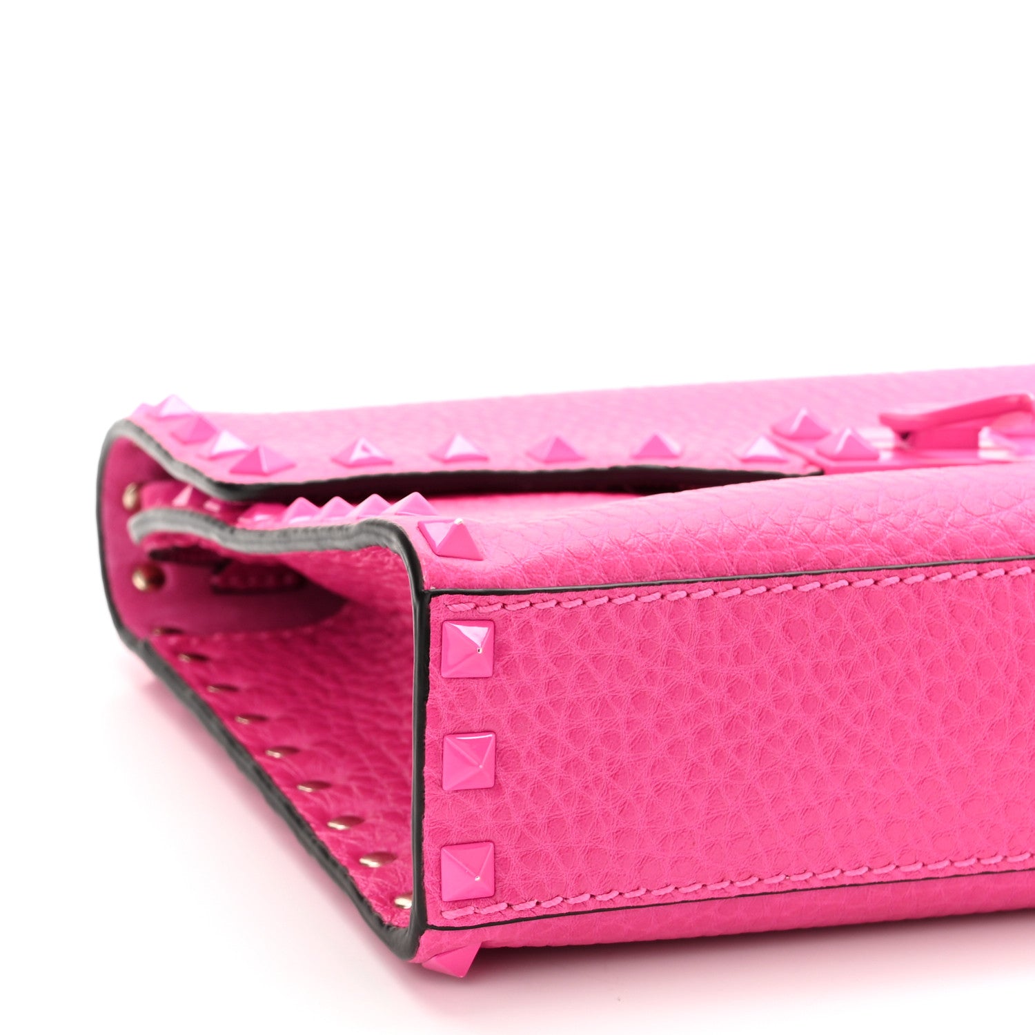 Valentino Garavani Pebbled Calfskin Enamel Monochrome Medium Rockstud Flip Lock Crossbody Bag Pink PP 8 of 9