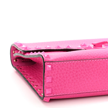 Valentino Garavani Pebbled Calfskin Enamel Monochrome Medium Rockstud Flip Lock Crossbody Bag Pink PP 8 of 9