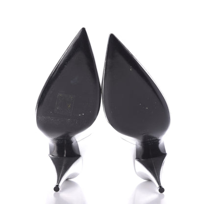 Saint Laurent Calfskin Kiki 100 Pumps 37 Silver 7 of 13